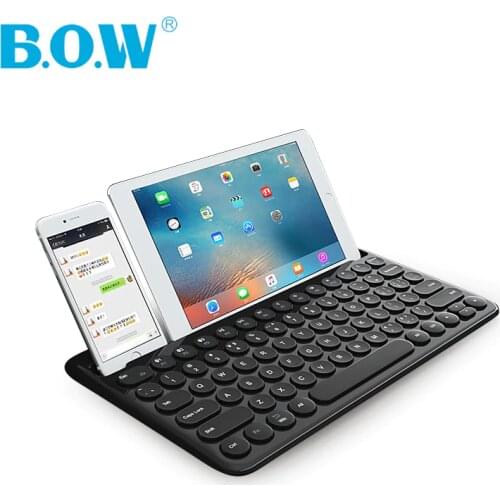 B.O.W Bluetooth Wireless Keyboard with Slots for 3 Devices Working, Ultra Thin Design and Rehchargeable 800 mah Battery