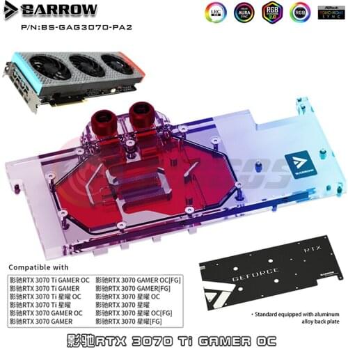 Barrow GPU Water Block For GALAX 3070 ,Full Cover 5V ARGB Graphic card Cooler,CP Cooling, Motherboard AURA SYNC BS-GAG3070-PA