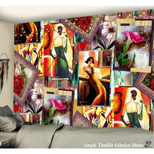 Human Body Flower Tapestry Wall Hanging Psychedelic Seven Color Psychedelic Mandala Bohemian Bedroom Decor Background Cloth