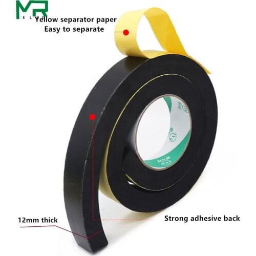 2m / 1 roll EVA black sponge foam single sided tape, foam shock proof and anti-collision sealing strip thickened 12mm