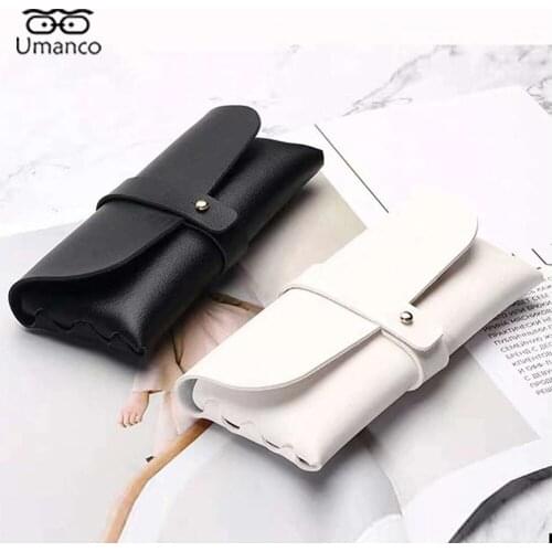 Glasses Case Women Leather Soft Glasses Bag Fashion Portable Sunglasses Box Bag Accessories Eyeglasses Case Black White Color