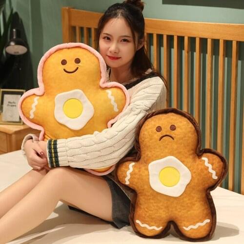 Simulation Food Poached egg Bread Toast Plush Toy Cute Gingerbread Man Stuffed Doll Soft Pillow Cushion Creative Birthday Gift