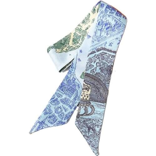 Classic Bag Scarf City of Horses Womens Small Silk Scarf Tie Handbag Handle Narrow Long Ribbon Hair Tie Ladies Scarf C36