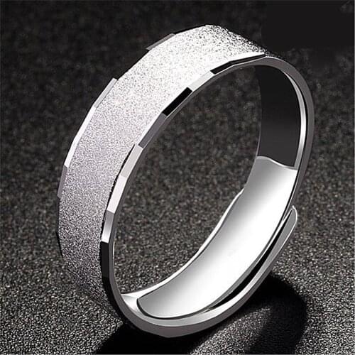Classic Silver Color Frosting Women Men Wedding Ring Cocktail Party Fashion Simple Bridal Ring Engagement Jewelry Party Gifts