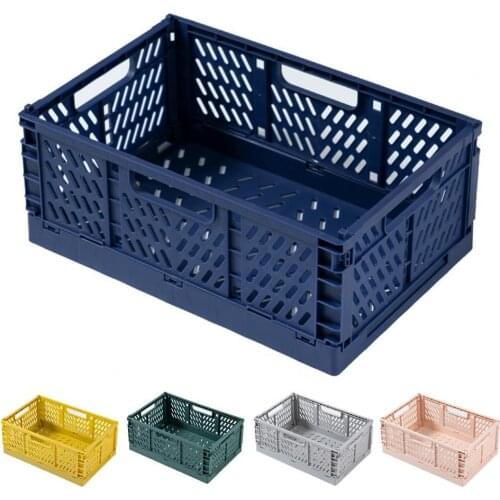 60%HOTStorage Basket Folding Large Capacity Load Bearing Collapsible Plastic Storage Crate Box for Kitchen