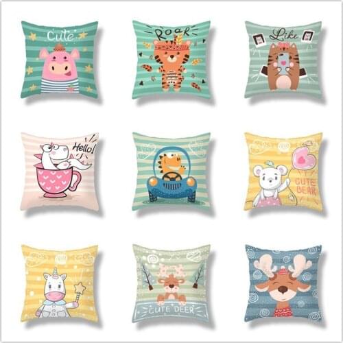 Cartoon Animal Colorful Cushion Cover Throw Pillow Case for Home Chair Sofa Decoration Square Pillowcases