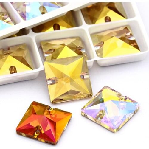 Square Loose Rhinestones K9 Glasses Strass Crystals AB Color Sew On Stones DIY Decoration Garment Accessories Flat Back Stones