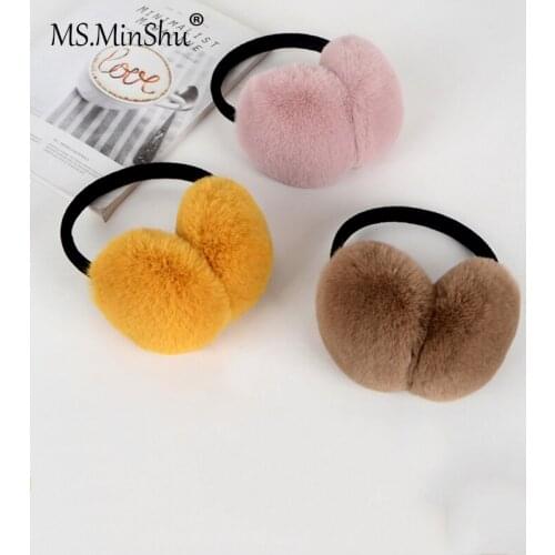 Ms.MinShu Unisex Earmuff Faux Fur Earmuff Thick Fur Winter Ear Warmer Plush Fur Headphone Extensible for Child and Adult