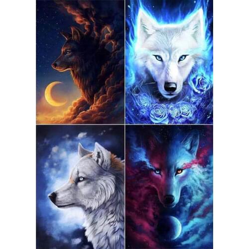 5D DIY Animal Series Diamond Painting Full Square/Round Embroidery Diamond Setting Mosaic Painting Gift Handmade Products Wolf