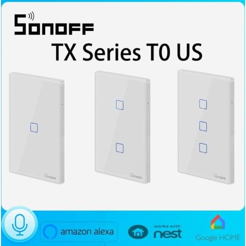 Sonoff T0 US 123C Smart Home Light Switch Wi-Fi Wall Switch, Compatible with Alexa and Google Home, Fit for US&CA Wall Switches