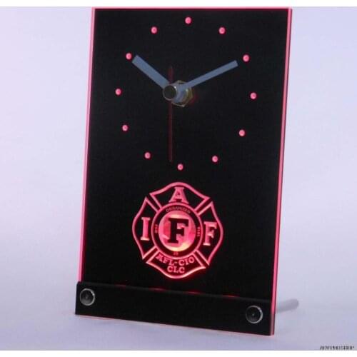 Tnc0136 Fire Rescue IAFF FireFighters Department Table Desk 3D LED Clock