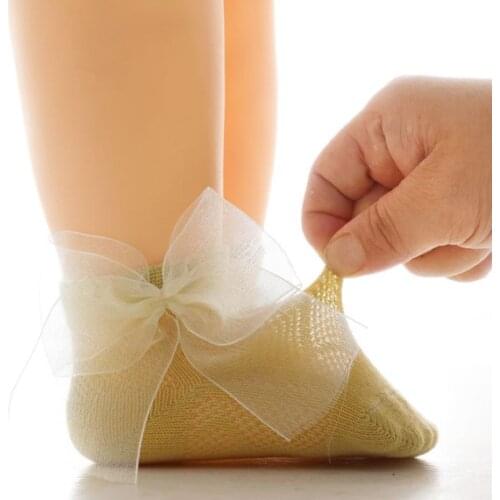 Baby Girl Socks Breathable Cotton Lace Bow Princess Mesh Socks Children Ankle Short Sock Girls Kids Toddler Socks