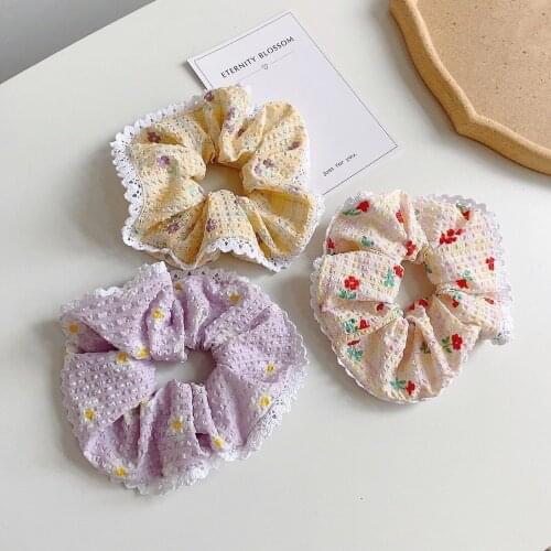 New arrival Fashion women lovely lace Hair bands Idyllic country flor hair scrunchies girls Lazy Accessories Ponytail Holder