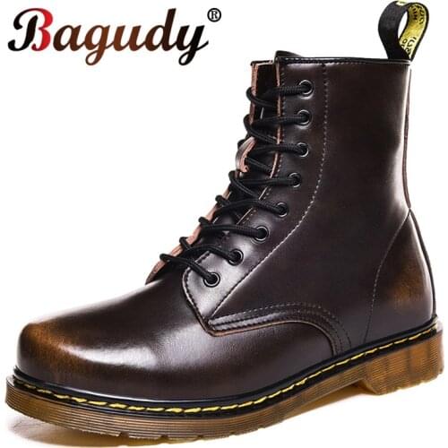 New Autumn Winter Cow Split Leather Men Boots Lace-Up Couples Casual Boots Warm Plush Snow Boots Motorcycle Ankle Boots Men Shoe