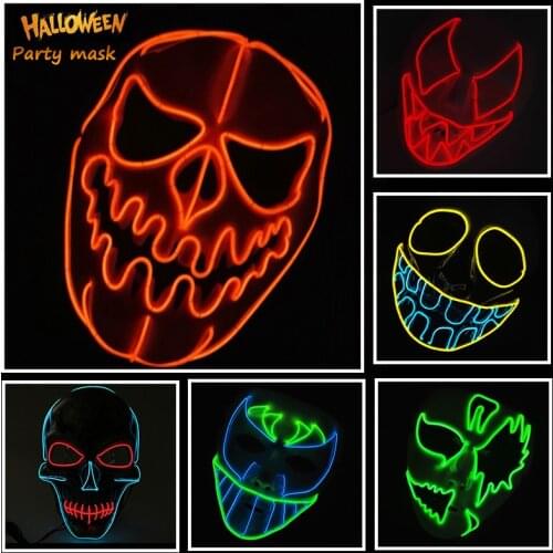 New Design Crazy Movie Theme LED Neon cold light Mask Novelty Lighting Easter Day decor Steady on/Flashing EL wire Horrible Mask