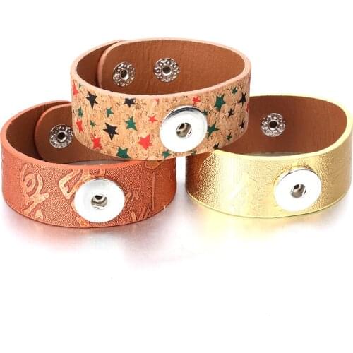 New Snap Button Leather Bracelet Chinese Style 18mm Snap Bracelet Bangle Fit 18mm Snap Buttons Jewelry For Women Men