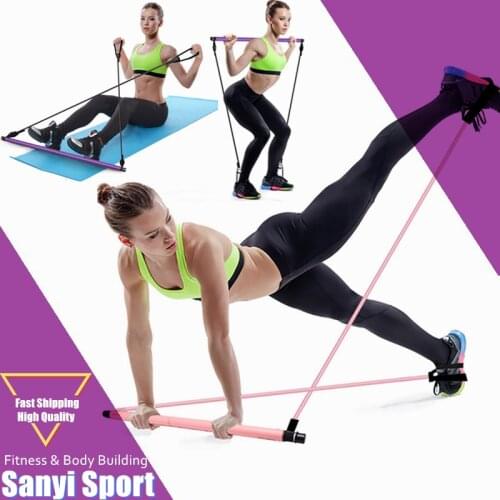 Pilates Exercise Stick Toning Bar Fitness Home Yoga Gym Body Workout Body Abdominal Resistance Bands Rope Puller