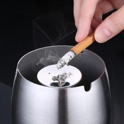Portable Stainless Steel Ashtray High Temperature Drop Resistant Ashtrays Round Desk Ash Storage Tray Thickened Smoke Ash Holder