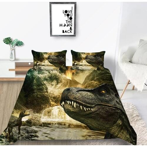 Dinosaur Bedding Set Vocanic Eruptions 3D Fashionable Duvet Cover King Queen Twin Full Single Double Unique Design Bed Set