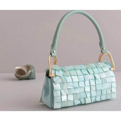 FIRMRANCH Attractive INS Hot Sale Womans High-End Natural Pearl Shell Square Multi-Layer Shoulder Underarm Bag Fashion Handbag