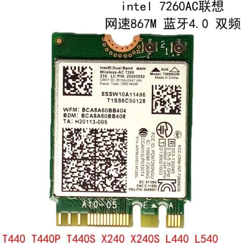 Intel Wireless-AC 7260 7260NGW 7260AC 867M wifi bluetooth 4.0 network card for Lenovo T440 X240 B40 B50 Y40 Y70 Y50 FRU 04X6007