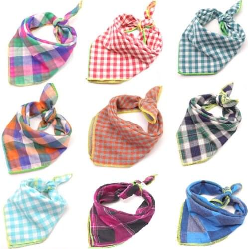 Dog scarf lattice Puppy Cat Dog Bandana/Bibs Cotton gauze Washable Bandana Dog Accessories for Small Dog Grooming Products