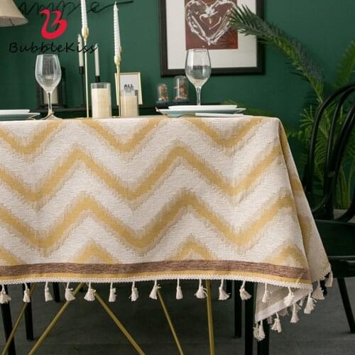 Striped Table Cloth Cover Waterproof Polyester Modern Tablecloth Yellow Grey Home Decor Coffee Table Furniture Dustproof Cover