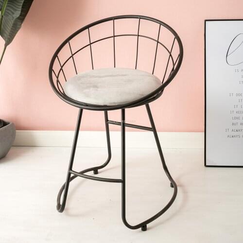 Modern minimalist bedroom backrest wrought iron makeup chair nordic ins bow net red girl heart dressing table stool
