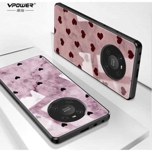 Glass Painted Cases For Huawei Mate 40 pro + case tempered love shockproof Phone cases for huawei mate 40 pro Luxury shell