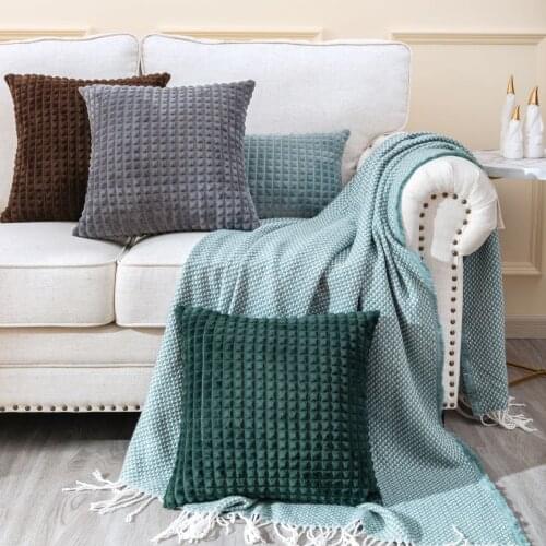 MRTREES Corn Shape Corduroy Throw Pillow Cover Household Solid Color Pillowcase 45x45 Decorative Cushion Case for Bedroom Safe