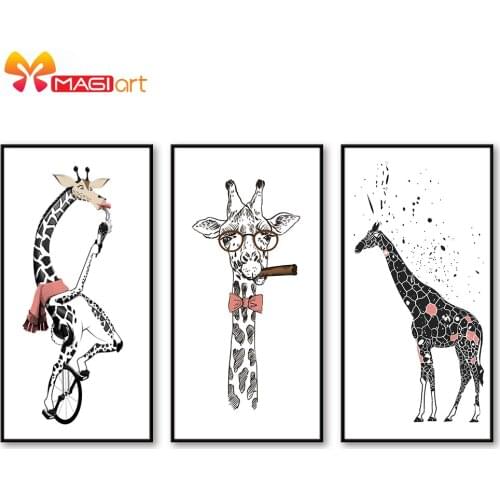 Cross stitch kits Embroidery needlework sets 11CT water soluble canvas patterns 14CT Animal style Naughty Deer-NCMC042
