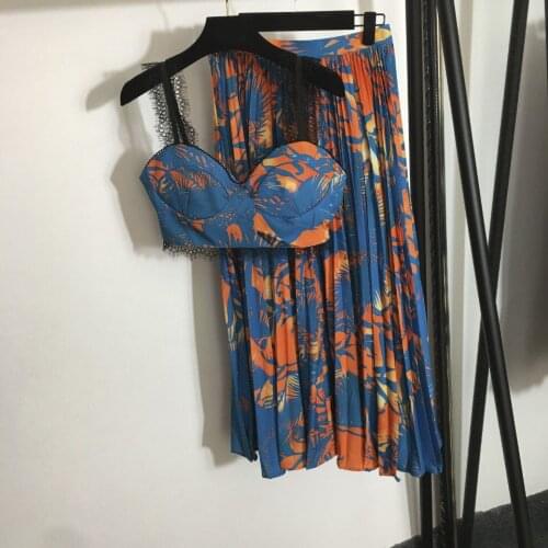 Summer 2021 Chic womens pleated Skirts High quality floral ptiny Beach style Skirt B763