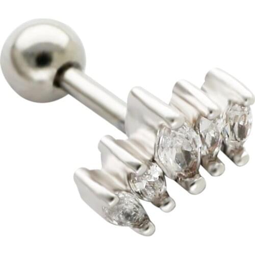 JHJT MUSI 16G Cartilage Nail 316L Surgical Stainless Steel Multicolor Flower Crown hoop earrings for women