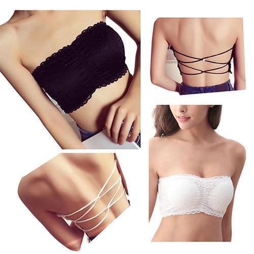2020 New 1pcs Sexy Womens Lace Floral Bralet Bra Bustier Back Closure Bandeau Crop Top Padded Bra Bralette Strapless Tube Top