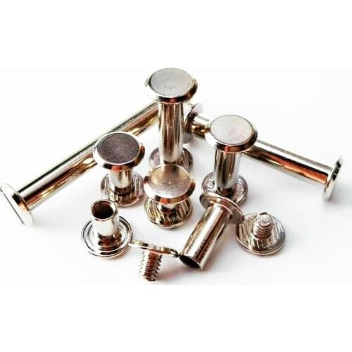 10set 304 Stainless Steel Binding Screws Nail Rivet Studs Double Head Photo Album Account Book Leather Craft Belt Wallet