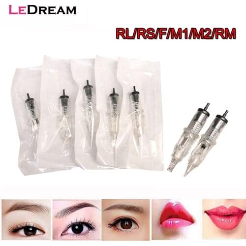 100pcs/lot Disposable Sterilized Permanent Lip Eyebrow Makeup Bayonet Tattoo Big Motor Needles Cartridge RL/RS/F/M1/M2/RM