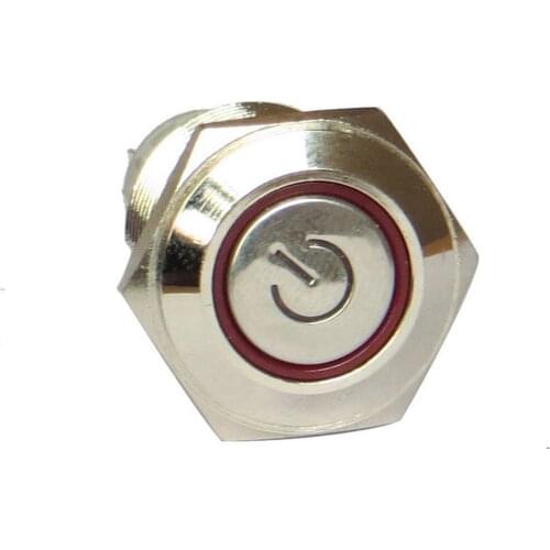 12V 16mm Red Symbol&Circle LED Metal Switch Push Button Control ON/OFF DIY Sales