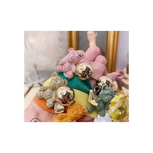 120pcs/lot DIY Multi Fabrics Hair Rings Cartoon Animals Little Bear Rubber Bands Styling Tools Accessories HA612