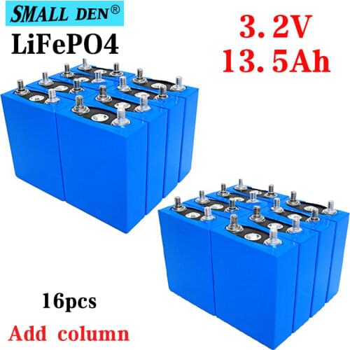16pcs 3.2V 13.5Ah lifepo4 rechargeable battery 12V 4S 24V 3.2v, 13500mAh for various electric tools such as motorcycles