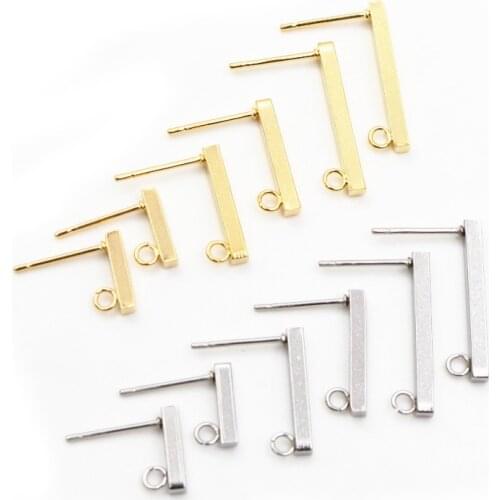 20pcs 10 15 20mm 316 Stainless Steel Earring Hooks Bar Tube Stud Earrings Ear Wires Connector DIY Jewelry Making Findings