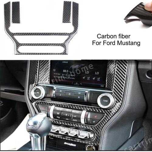 3*Carbon Fiber Multimedia Center Control GPS Panel Trim For Ford Mustang 2015-19