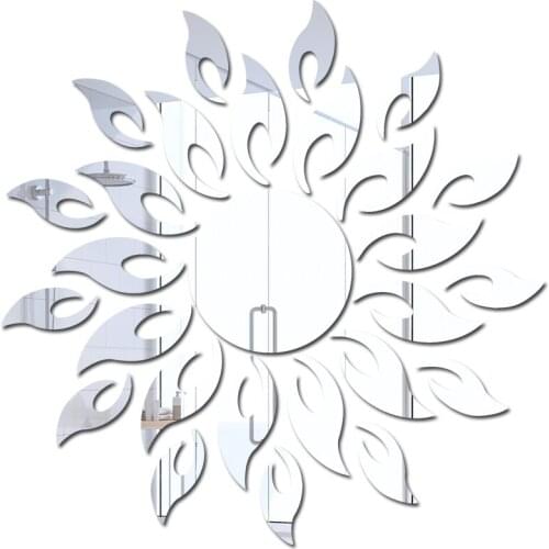 JM007 Sunflower Flower Room Decoration 3D Three-dimensional Removable Self Adhesive Acrylic Mirror Wall Sticker