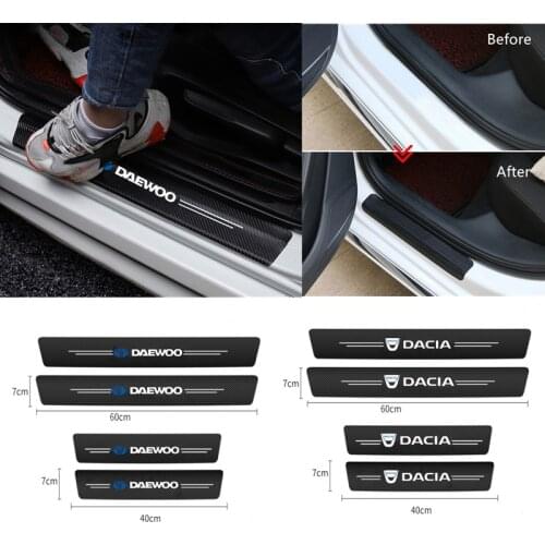 4PCS Car Door Threshold Carbon Fiber Scuff Plate Sticker For VW Volkswagen Golf Polo Passat Tiguan Jetta Tiguan Auto Accessorie