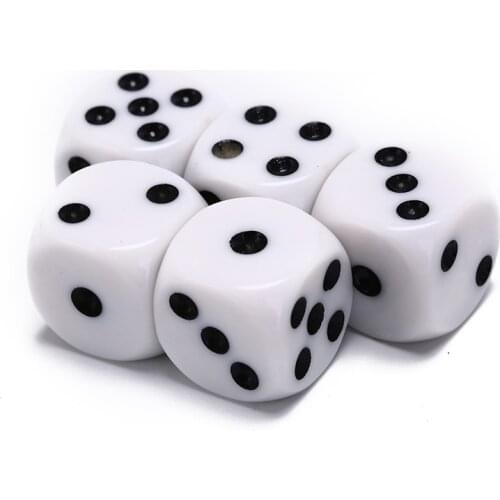 5Pcs/Lot 10mm/16mm Drinking Dice Acrylic White Round Corner Hexahedron Dice Club Party Table Playing Games RPG Dice Set