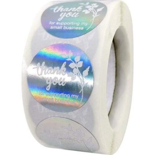 500Pcs/roll Foil Thank You Stickers For Small Business 1inch Wedding Pretty Gift Xmas Cards Envelope Sealing Sticker