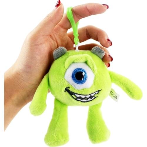 12cm 10pcs/Lot Monsters University Mike Wazowski Key Chains Plush Toys Soft Stuffed Doll Pendants