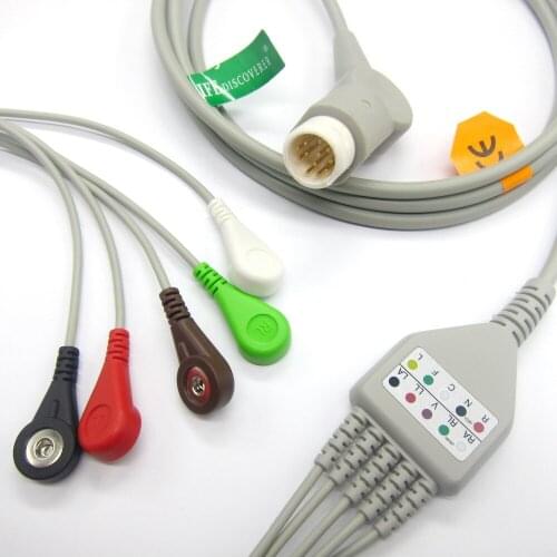 One-piece ECG cable with 5leads,snap compatible for MINDRAY PM5000/6000 patient monitor