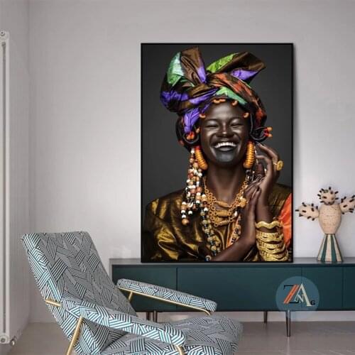 National Style Black Woman Canvas Painting On The Wall African Art Posters and Prints Wall Pictures for Living Room Decoration