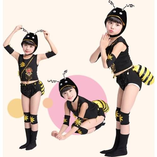 Child Halloween Party Cosplay Performance Kids Yellow Black Pismire Ant Bee Costume Hat Stocking For Boy or Girl