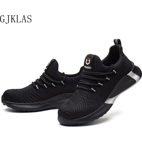 Breathable Lightweight Work Sneakers Indestructible Safety Shoes Steel Toe Cap Protective Shoes Men Puncture-Proof Boots Male
